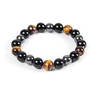DFJMASFKOL Pulsera de triple protección, para protección, trae suerte y prosperidad, hematita, obsidiana negra, ojo de tigre, pulseras de piedra, Piedra