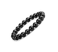 DFJMASFKOL Pulsera de turmalina negra de 8 mm, joyería de cristal de chakra natural de grado 3A, piedra natal de octubre, se adapta a muñecas de 6.5 pulgadas, trae suerte, paz y amor, regalo de Feng