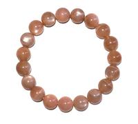 DFJMASFKOL Pulseras de piedra solar de 10 mm para mujeres y hombres, piedras preciosas naturales de piedra lunar naranja para ceremonia espiritual y ritual, aportan riqueza, joyería elástica, piedra