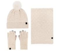 DFJOENVLDKHFE Conjunto de Gorro, Bufanda y Guantes de Invierno for Mujer, Tejidos, cómodos y cálidos, Accesorios for el frío.(Light Apricot)