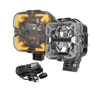 DFJOSF Cubierta Faro Coche Barra Luz Led Obra Para Coche 60W Foco 12v Con Luces Conducción DRL Ámbar Para Tractores Barcos Todoterreno 4x4 SUV ATV Para Módulo Control Faros(1pair A with Wire)