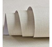 DFLINGA Papel Tapiz de Lino de PVC Autoadhesivo, Impermeable, imitación de Tela, Vinilo, Pegatina de Pared, Color sólido, decoración para Muebles y Dormitorio