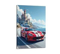 DFMY Póster de anime Supercar JDM Viper GTS, arte de pared, lienzo estético, póster vintage de música y películas, pintura decorativa para sala de estar, dormitorio, 50 x 75 cm, estilo marco