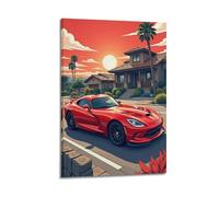 DFMY Póster de anime Supercar JDM Viper GTS, arte de pared, lienzo estético, póster vintage de música y películas, pintura decorativa para sala de estar, dormitorio, 50 x 75 cm, estilo marco