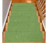 DFrywdgSEY Alfombras para escaleras, Tapetes de 0,3 cm for escaleras, Lavables a máquina, Juego 15, Rayas Sencillas, 5 Colores(Green)