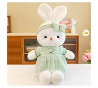 DFrywdgSEY Peluche, Lindo Juguete de Peluche Conejito Blanco con Vestido y Lazo Cuadros Rosados, Conejo Suave(Green,50cm)