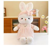 DFrywdgSEY Peluche, Lindo Juguete de Peluche Conejito Blanco con Vestido y Lazo Cuadros Rosados, Conejo Suave(Pink,50cm)