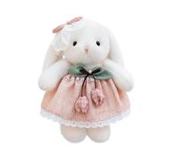 DFrywdgSEY Peluche, Lindo Juguete de Peluche Conejito Blanco Orejas caídas con Vestido Floral y Lazo Encaje, Conejo Suave(Pink,35cm)