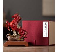 DFTDFYXY Ornaments Ceramic Red Horse Statue, Chinese Feng Shui Horse Figurines for Fire Horse Year 2026 Zodiac Animal Sculpture Home Tabletop Ornament with Gift Box for Tea Tables and Gifts,Rojo