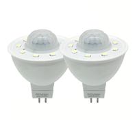 DFTRIF 2PACK MR16 PIR Sensor DE Movimiento LED Bombilla de luz 3.5W Equivalente 50W 500LM para escaleras Garaje Corredor Pasarela Paseo Pasillo,Warm White 3000k