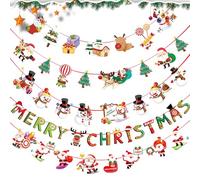 Dfuqanb 5 Pieza Guirnalda Navidad Banner, Navidad Banner Decoración, Guirnaldas Navidad Banderas, Pancartas navideñas con Papá Noel, Pancartas de Feliz Navidad, para Navidad