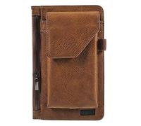 DFV mobile - Cover Vertical Belt Case with Phone Holder Pouch & Inner Pocket with Zipper for Tecno Phantom 6 - Brown
