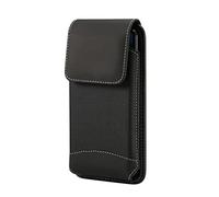 DFV mobile - Funda de Cinturon Vertical con Diseño en Piel y Nylon para iPhone 16 Pro MAX (2024) - Negra