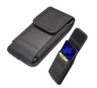 DFV mobile - Funda vertical de cinturón con tarjetero en nylon Oxford y piel sintética para Cat S42 H+ (2021) - Negra