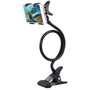 DFV Mobile - Soporte Brazo Metal Flexible con Pinza para Teléfono y Base con Clip. Multifunción: Escritorio, Cabecero Cama, Coche, Sofá. para Motorola RAZR XT910 - Negra
