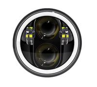 Dfvajwc Auxiliar para Moto Faro Delantero Redondo De 5,75 Pulgadas Con Halo Negro Y Ojos Ángel Para Sportster 1200, 883, Street 500 750(3)