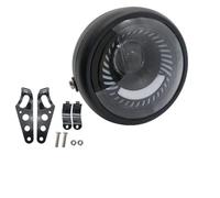 Dfvajwc Auxiliar para Moto Para Faro Delantero Para Motocicleta Cafe Racer Bobber De 6.5 Pulgadas, Espiral Blanco, Soporte Lateral(Headlamp and bracket)