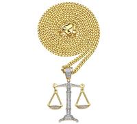 DFWY Balance Libra Colgante Scales of Justice Collar, Bling Iced out Cubic Zircon Joyas de Hip Hop para Hombres Y Mujeres, Rapper Charm Street Rock Cadena Cubana de Acero Inoxidable