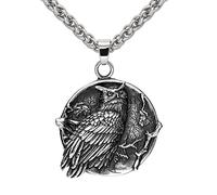 DFWY Collar Colgante de Búho Vikingo Nórdico - Collar Viking Helm of Awe Runes de Acero Inoxidable para Hombres - Moda Animal Totem Amuleto Party Charm Jewelry Gift