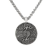 DFWY Collar Colgante Vikingo de Acero Inoxidable for Hombres, Mitología Nórdica Yggdrasil Tótem Amuleto Joyería, Accesorio de Cadena de Clavícula de Suéter Vintage Pulido Hecho A Mano