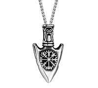 DFWY Collar de Cabeza de Lanza Vikinga, Collares Colgantes de Lanza de Runas de Brújula Nórdica, Hombres Mujeres Punta de Flecha de Acero Inoxidable Odin Símbolo Valknut Tótem Amuleto Joyería