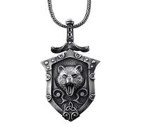 DFWY Collar de Escudo de Cabeza de Oso Vikingo for Hombres, Amuleto Colgante Peltre de Oso Celta Nórdico Hecho A Mano, Joyería de Cadena de Acero Inoxidable Medieval Hip Hop de Moda Pagana