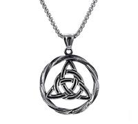DFWY Collar de Nudo Triqueta Celta Nórdico - Hombre Mujer Acero Inoxidable Hollow out Trinity Knot Colgante - Fashion Vintage Pagan Protection Amuleto Irish Viking Jewelry