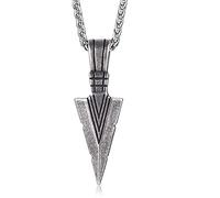 DFWY Mjolnir Collar de Vikingo Estilo Punk Acero Inoxidable Cabezal de Flecha triángulo Colgante Colgante Collar Cadena 3mm Unisex con Cierre para Hombres Adolescente (Color : Black)