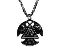 DFWY Nordic Viking Valknut Collar - Hombres Mujeres Acero Inoxidable Estrellas Luna Sol Odin Símbolo Amuleto Colgante - Moda Vintage Odin Triángulo Nudo Totem Pirata Joyería