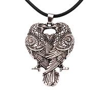 DFWY Nórdico Viking Odin's Ravens Collar - Hombres Mujeres Huginn Y Muninn Cuervo Colgante Pareja Cadena de Cuerda de Cuero - Moda Vintage Hip Hop Animal Amulet Jewlery