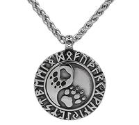 DFWY Runa Vikinga Yin Yang Collar de Garra de Oso -Colgante de Talismán de Garra de Lobo de Odín de Acero Inoxidable Nórdico -Unisex Vintage Bear Paw Totem Moda Animal Joyería