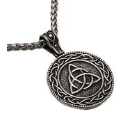 DFWY Viking Celtic Trinity Nudo Medallón Colgante Collar, Hombres Acero Inoxidable Triquetra Símbolo Tótem Amuleto Gargantilla, Moda Vintage Mitología Nórdica Joyería Pagana