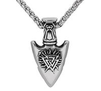 DFWY Viking Odin's Spear Gungnir Valknut Symbol Collar, Nordic Runic Arrow Head Amuleto Colgante de Acero Inoxidable, Hip Hop Medieval Gothic Vintage Hombres Joyería con Bolsa de Regalo