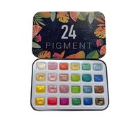 DFZHiuat 24 colores metálicos de acuarela, juego de pintura de acuarela nacarada, juego de pintura gouache portátil, caja de pintura sólida de acuarela con purpurina para artistas, libro de canciones