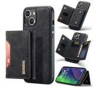 DG.MING - Funda magnética desmontable de cuero 2 en 1 para iPhone 14, 8 ranuras para tarjetas, función atril, TPU a prueba de golpes y funda de cuero de primera calidad (negro)
