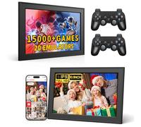 DG6401 Nueva consola de juegos con marco de fotos digital Frameo WiFi de 10.1 pulgadas 2K HD salida, 13000+ videojuegos Plug and Play, 20 consola de emuladores 2 en 1 consola de videojuegos con 2