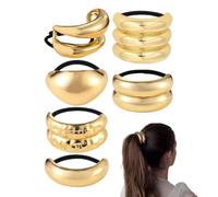 Dgayaeic Coletero Cuff Dorado - 6 Piezas Sujetacolas,Gomas De Pelo Sin Daños | Para Mujeres Damas Chicas Esposas Bailarinas Artistas Cumpleaños Vacaciones Gimnasio Citas Yoga Clase Escuela Boda