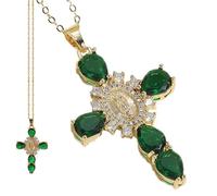 Dgayaeic Collar De Cruz De Santa María,Collar De Virgen María, con colgante de cruz de Santa - Joyería cruzada para mujer, joyería femenina para, boda, porm y uso diario, de