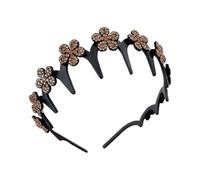 Dgayaeic Diadema ondulada | Diadema ondulada con flor de diamantes de imitación, accesorio para el cabello brillante, antideslizante a la moda para ducha, gimnasio, cuidado de la piel, entrenamiento