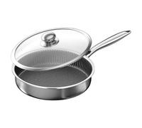 Dgayaeic Sartén antiadherente con tapa, sartén martillada de acero inoxidable, utensilios de cocina, resistente a los arañazos, fácil de limpiar, apto para lavavajillas, 26/28/30 cm, para todas las