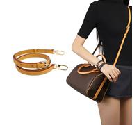 DGAZ Correa de Hombro de Cuero Vachetta para Bolso Speedy, Correa de Repuesto con Caja de Regalo y Anillas en D, Longitud Ajustable 90-120 cm (Apricot Yellow, Ancho 1,2 cm)