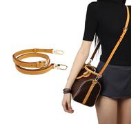 DGAZ Correa de Hombro de Cuero Vachetta para Bolso Speedy, Correa de Repuesto con Caja de Regalo y Anillas en D, Longitud Ajustable 90-120 cm (Apricot Yellow, Ancho 1,8 cm)