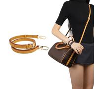 DGAZ Correa de Hombro de Cuero Vachetta para Bolso Speedy, Correa de Repuesto con Caja de Regalo y Anillas en D, Longitud Ajustable 90-120 cm (Apricot Yellow, Ancho 1,5 cm)