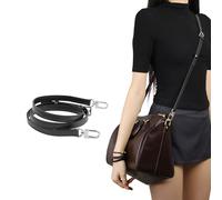 DGAZ Correa de Hombro de Cuero Vachetta para Bolso Speedy, Correa de Repuesto con Caja de Regalo y Anillas en D, Longitud Ajustable 90-120 cm (Glossy Black, Ancho 1,5 cm)