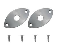 DGBRSM 2 placas redondas de metal para conector de guitarra, placa de salida ovalada estilo fútbol para guitarra, bajo, ukelele, banjo, mandolina, con tornillos de montaje