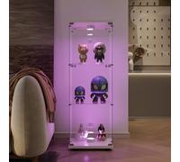 DGCZYXGL Vitrina de Cristal,3 Pisos Vitrina de Exposición con Luz LED,Vitrina Expositora para Colecciones,1 Porte et Serrure,Gabinetes de Vidrio para Salón,Dormitorio,Pasillo,42×36×125cm, Blanco