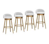 DGDHHSFJDJ 4 taburetes de Bar giratorios, Redondos, tapizados en Terciopelo, con Patas de Metal y reposapiés, Modernos for Comedor y Sala de Estar.(Gold White,65cm/25.6in)