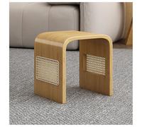 DGDHHSFJDJ Bamboo Entrance Shoe Bench, Multifunctional Rattan Square Stool, Arched Foot Rest Side Table for Bedroom Living Room Balcony Utility Room Corridor(Yellow)