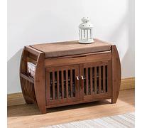 DGDHHSFJDJ Banco de Entrada de Madera con Zapatero y Estante de 2 Niveles. Soporta hasta 100 kg. Ideal para Guardar Zapatos y Accesorios en el Dormitorio. Disponible en 60/80/100 x 30 x 45 cm.