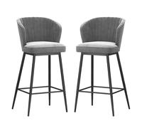 DGDHHSFJDJ Bar Stools Set of 2, High Back Barstool Counter Chair with Footrest and Metal Legs, for Home Kitchen Island Pub(Black-Gray,75cm/29.5in)